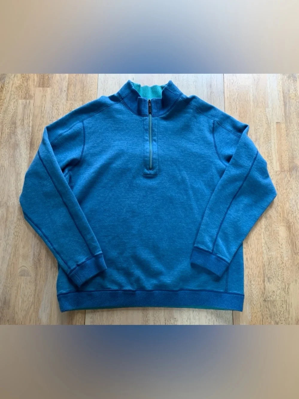 Tommy Bahama Men’s Teal Blue Half-Zip Pullover Sweater szXL